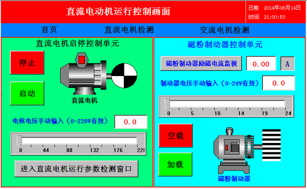 直流電動機(jī)運行控制畫面